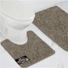 GORILLA GRIP Bathroom Rug Sets, Soft Chenille 2 Piece Area Rugs Set, Toilet Base Mat and 30×20 Carpet, Absorbent Microfiber Washable Mats Dry Quickly, Home Décor and Bath Room Accessories, Grey(Latte)