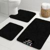 GORILLA GRIP Bathroom Rug Sets, Soft Chenille 2 Piece Area Rugs Set, Toilet Base Mat and 30×20 Carpet, Absorbent Microfiber Washable Mats Dry Quickly, Home Décor and Bath Room Accessories, Grey(Black)