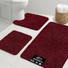 GORILLA GRIP Bathroom Rug Sets, Soft Chenille 2 Piece Area Rugs Set, Toilet Base Mat and 30×20 Carpet, Absorbent Microfiber Washable Mats Dry Quickly, Home Décor and Bath Room Accessories, Grey(Burgundy)