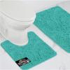 GORILLA GRIP Bathroom Rug Sets, Soft Chenille 2 Piece Area Rugs Set, Toilet Base Mat and 30×20 Carpet, Absorbent Microfiber Washable Mats Dry Quickly, Home Décor and Bath Room Accessories, Grey(Turquoise)