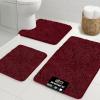 GORILLA GRIP Bathroom Rug Sets, Soft Chenille 2 Piece Area Rugs Set, Toilet Base Mat and 30×20 Carpet, Absorbent Microfiber Washable Mats Dry Quickly, Home Décor and Bath Room Accessories, Grey(Burgundy)