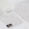 GORILLA GRIP Bathroom Rug Sets, Soft Chenille 2 Piece Area Rugs Set, Toilet Base Mat and 30×20 Carpet, Absorbent Microfiber Washable Mats Dry Quickly, Home Décor and Bath Room Accessories, Grey(White)