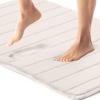 GORILLA GRIP Memory Foam Bath Mat, Soft Absorbent US Designed Bathroom Rug, Gripping Dots Machine Washable Bathmat, Cushioned Floor Mats, Shower Sink Rugs Room Décor Accessories, 24×17 Graphite Gray(Striped Cream)