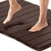 GORILLA GRIP Memory Foam Bath Mat, Soft Absorbent US Designed Bathroom Rug, Gripping Dots Machine Washable Bathmat, Cushioned Floor Mats, Shower Sink Rugs Room Décor Accessories, 24×17 Graphite Gray(Striped Brown)
