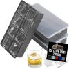 GORILLA GRIP Slow Melting Large Silicone Ice Cube Tray for Freezer, Easy to Push 8 Giant Square Cubes, Use for Cocktails, Iced Coffee, Water Bottle, Frozen Puree, Kitchen Bar Essentials, 1 Pack, Black(Gray)