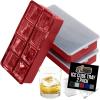 GORILLA GRIP Slow Melting Large Silicone Ice Cube Tray for Freezer, Easy to Push 8 Giant Square Cubes, Use for Cocktails, Iced Coffee, Water Bottle, Frozen Puree, Kitchen Bar Essentials, 1 Pack, Black(Red)