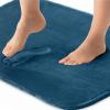 GORILLA GRIP Thick Memory Foam Toilet Rug for Bathroom, Square Shaped Washable, Soft Absorbent Velvet Topside Floor Mats, Machine Wash, Cushioned Luxury Rugs for Bath Room, 22.5×19.5, Graphite Gray(Blue)