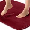 GORILLA GRIP Thick Memory Foam Toilet Rug for Bathroom, Square Shaped Washable, Soft Absorbent Velvet Topside Floor Mats, Machine Wash, Cushioned Luxury Rugs for Bath Room, 22.5×19.5, Graphite Gray(Burgundy)