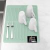 GORILLA GRIP Ultra Water Absorbent Microfiber Dish Drying Mat, 18×24, Quick Dry Thick Mesh, Slip Resistant Pad for Sink Dishes or Under Rack, Kitchen Counter Accessories, Machine Wash Mats, Gray(Mint)