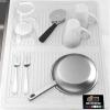 GORILLA GRIP Ultra Water Absorbent Microfiber Dish Drying Mat, 18×24, Quick Dry Thick Mesh, Slip Resistant Pad for Sink Dishes or Under Rack, Kitchen Counter Accessories, Machine Wash Mats, Gray(White)