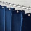 GORILLA GRIP Waffle Shower Curtain, Thick Weighted Fabric, Wrinkle and Rust Resistant, Classic Hotel Quality Design, Heavy Duty Long Curtains for Bathroom Showers, Bath Tubs, Machine Wash, 72×72 White(Navy)