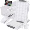 GORILLA GRIP BPA-Free Easy Release Ice Cube Tray for Freezer, Make Lots of Ice, 56 Cubes Total, Kit Includes 2 Stackable Leakproof Trays with Lid and Soft Handle Grips, Scooper, Bin, For Coffee, Black(Gray)