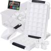 GORILLA GRIP BPA-Free Easy Release Ice Cube Tray for Freezer, Make Lots of Ice, 56 Cubes Total, Kit Includes 2 Stackable Leakproof Trays with Lid and Soft Handle Grips, Scooper, Bin, For Coffee, Black(Black)