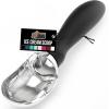 GORILLA GRIP BPA-Free Heavy Duty Ice Cream Scoop, Comfortable Ergonomic Handle, Professional Grade Scooper for Perfect Round Scoops, Spoon Frozen Hard Gelato, Sorbet, Cookie Dough, Kitchen Tool, Black(Black)