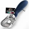 GORILLA GRIP BPA-Free Heavy Duty Ice Cream Scoop, Comfortable Ergonomic Handle, Professional Grade Scooper for Perfect Round Scoops, Spoon Frozen Hard Gelato, Sorbet, Cookie Dough, Kitchen Tool, Black(Blue)