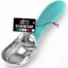 GORILLA GRIP BPA-Free Heavy Duty Ice Cream Scoop, Comfortable Ergonomic Handle, Professional Grade Scooper for Perfect Round Scoops, Spoon Frozen Hard Gelato, Sorbet, Cookie Dough, Kitchen Tool, Black(Turquoise)