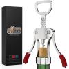 GORILLA GRIP BPA-Free Premium Wine Opener, Heavy Duty Zinc Alloy Wing Corkscrew, Multifunctional Bottle Openers Remove Corks, Caps, Easy Use Sharp Cork Screw, Dishwasher Safe, Holiday Essential, Black(Red)