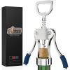 GORILLA GRIP BPA-Free Premium Wine Opener, Heavy Duty Zinc Alloy Wing Corkscrew, Multifunctional Bottle Openers Remove Corks, Caps, Easy Use Sharp Cork Screw, Dishwasher Safe, Holiday Essential, Black(Blue)