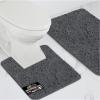 GORILLA GRIP Bathroom Rug Sets, Soft Chenille 2 Piece Area Rugs Set, Toilet Base Mat and 30×20 Carpet, Absorbent Microfiber Washable Mats Dry Quickly, Home Décor and Bath Room Accessories, Grey(Charcoal)