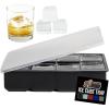 GORILLA GRIP Slow Melting Large Silicone Ice Cube Tray for Freezer, Easy to Push 8 Giant Square Cubes, Use for Cocktails, Iced Coffee, Water Bottle, Frozen Puree, Kitchen Bar Essentials, 1 Pack, Black(Black)