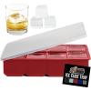 GORILLA GRIP Slow Melting Large Silicone Ice Cube Tray for Freezer, Easy to Push 8 Giant Square Cubes, Use for Cocktails, Iced Coffee, Water Bottle, Frozen Puree, Kitchen Bar Essentials, 1 Pack, Black(Red)