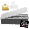 GORILLA GRIP Slow Melting Large Silicone Ice Cube Tray for Freezer, Easy to Push 8 Giant Square Cubes, Use for Cocktails, Iced Coffee, Water Bottle, Frozen Puree, Kitchen Bar Essentials, 1 Pack, Black(Gray)