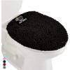 GORILLA GRIP Soft Chenille Bathroom Toilet Lid Cover, Machine Washable Seat Covers, 19.5×18.5, Stays in Place Rubber Backing, Fits Most Round, Elongated and Oblong Lids, Accessories Decor, Gray(Black)