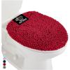 GORILLA GRIP Soft Chenille Bathroom Toilet Lid Cover, Machine Washable Seat Covers, 19.5×18.5, Stays in Place Rubber Backing, Fits Most Round, Elongated and Oblong Lids, Accessories Decor, Gray(Red)