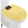 GORILLA GRIP Soft Chenille Bathroom Toilet Lid Cover, Machine Washable Seat Covers, 19.5×18.5, Stays in Place Rubber Backing, Fits Most Round, Elongated and Oblong Lids, Accessories Decor, Gray(Yellow)