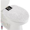GORILLA GRIP Soft Chenille Bathroom Toilet Lid Cover, Machine Washable Seat Covers, 19.5×18.5, Stays in Place Rubber Backing, Fits Most Round, Elongated and Oblong Lids, Accessories Decor, Gray(White)