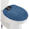 GORILLA GRIP Soft Chenille Bathroom Toilet Lid Cover, Machine Washable Seat Covers, 19.5×18.5, Stays in Place Rubber Backing, Fits Most Round, Elongated and Oblong Lids, Accessories Decor, Gray(Blue)