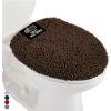 GORILLA GRIP Soft Chenille Bathroom Toilet Lid Cover, Machine Washable Seat Covers, 19.5×18.5, Stays in Place Rubber Backing, Fits Most Round, Elongated and Oblong Lids, Accessories Decor, Gray(Brown)