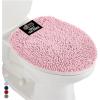 GORILLA GRIP Soft Chenille Bathroom Toilet Lid Cover, Machine Washable Seat Covers, 19.5×18.5, Stays in Place Rubber Backing, Fits Most Round, Elongated and Oblong Lids, Accessories Decor, Gray(Light Pink)