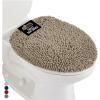 GORILLA GRIP Soft Chenille Bathroom Toilet Lid Cover, Machine Washable Seat Covers, 19.5×18.5, Stays in Place Rubber Backing, Fits Most Round, Elongated and Oblong Lids, Accessories Decor, Gray(Gray Beige)