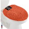 GORILLA GRIP Soft Chenille Bathroom Toilet Lid Cover, Machine Washable Seat Covers, 19.5×18.5, Stays in Place Rubber Backing, Fits Most Round, Elongated and Oblong Lids, Accessories Decor, Gray(Coral)