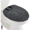 GORILLA GRIP Soft Chenille Bathroom Toilet Lid Cover, Machine Washable Seat Covers, 19.5×18.5, Stays in Place Rubber Backing, Fits Most Round, Elongated and Oblong Lids, Accessories Decor, Gray(Charcoal)