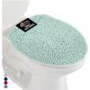 GORILLA GRIP Soft Chenille Bathroom Toilet Lid Cover, Machine Washable Seat Covers, 19.5×18.5, Stays in Place Rubber Backing, Fits Most Round, Elongated and Oblong Lids, Accessories Decor, Gray(Sea Blue)