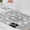 GORILLA GRIP Ultra Water Absorbent Microfiber Dish Drying Mat, 18×24, Quick Dry Thick Mesh, Slip Resistant Pad for Sink Dishes or Under Rack, Kitchen Counter Accessories, Machine Wash Mats, Gray(Elephants)