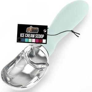 GORILLA GRIP BPA-Free Heavy Duty Ice Cream Scoop, Comfortable Ergonomic Handle, Professional Grade Scooper for Perfect Round Scoops, Spoon Frozen Hard Gelato, Sorbet, Cookie Dough, Kitchen Tool, Black(Mint)