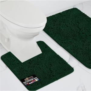 GORILLA GRIP Bathroom Rug Sets, Soft Chenille 2 Piece Area Rugs Set, Toilet Base Mat and 30×20 Carpet, Absorbent Microfiber Washable Mats Dry Quickly, Home Décor and Bath Room Accessories, Grey(Hunter)