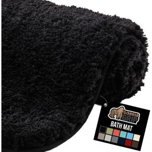 GORILLA GRIP Bathroom Rugs, Ultra Soft Absorbent Mat, Thick Plush Bath Rug, Machine Washable, Microfiber Quick Dry, Mats for Shower, Bathtub and Floor, Home Decor Accessories, 24×17, Gray(Black)
