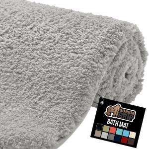 GORILLA GRIP Bathroom Rugs, Ultra Soft Absorbent Mat, Thick Plush Bath Rug, Machine Washable, Microfiber Quick Dry, Mats for Shower, Bathtub and Floor, Home Decor Accessories, 24×17, Gray(Light Gray)