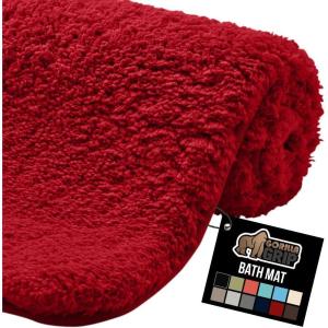 GORILLA GRIP Bathroom Rugs, Ultra Soft Absorbent Mat, Thick Plush Bath Rug, Machine Washable, Microfiber Quick Dry, Mats for Shower, Bathtub and Floor, Home Decor Accessories, 24×17, Gray(Red)