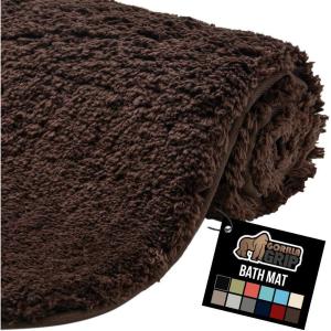 GORILLA GRIP Bathroom Rugs, Ultra Soft Absorbent Mat, Thick Plush Bath Rug, Machine Washable, Microfiber Quick Dry, Mats for Shower, Bathtub and Floor, Home Decor Accessories, 24×17, Gray(Brown)