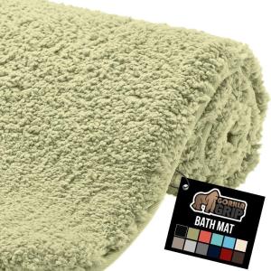 GORILLA GRIP Bathroom Rugs, Ultra Soft Absorbent Mat, Thick Plush Bath Rug, Machine Washable, Microfiber Quick Dry, Mats for Shower, Bathtub and Floor, Home Decor Accessories, 24×17, Gray(Sage)