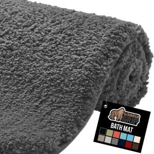 GORILLA GRIP Bathroom Rugs, Ultra Soft Absorbent Mat, Thick Plush Bath Rug, Machine Washable, Microfiber Quick Dry, Mats for Shower, Bathtub and Floor, Home Decor Accessories, 24×17, Gray(Charcoal)