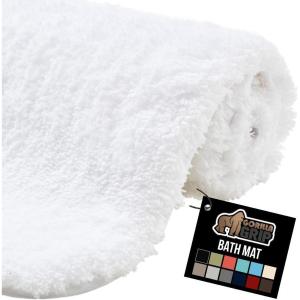 GORILLA GRIP Bathroom Rugs, Ultra Soft Absorbent Mat, Thick Plush Bath Rug, Machine Washable, Microfiber Quick Dry, Mats for Shower, Bathtub and Floor, Home Decor Accessories, 24×17, Gray(White)