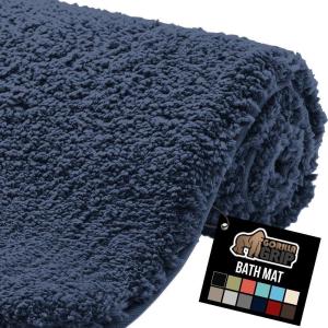 GORILLA GRIP Bathroom Rugs, Ultra Soft Absorbent Mat, Thick Plush Bath Rug, Machine Washable, Microfiber Quick Dry, Mats for Shower, Bathtub and Floor, Home Decor Accessories, 24×17, Gray(Indigo)