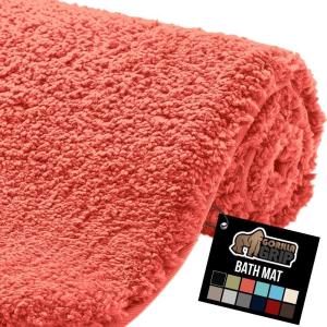 GORILLA GRIP Bathroom Rugs, Ultra Soft Absorbent Mat, Thick Plush Bath Rug, Machine Washable, Microfiber Quick Dry, Mats for Shower, Bathtub and Floor, Home Decor Accessories, 24×17, Gray(Coral)