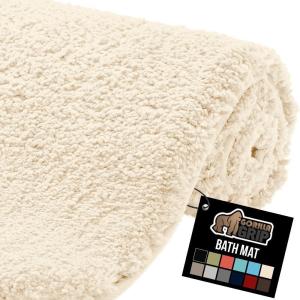 GORILLA GRIP Bathroom Rugs, Ultra Soft Absorbent Mat, Thick Plush Bath Rug, Machine Washable, Microfiber Quick Dry, Mats for Shower, Bathtub and Floor, Home Decor Accessories, 24×17, Gray(Ivory)
